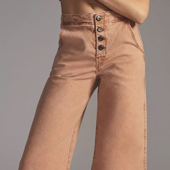 Pilcro by Anthropologie Sailer Wide Leg Pants with Lace Up Back - Picture 2 of 7